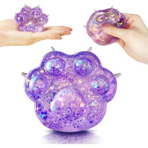 ZTATU Cat Paws Squishy Fidget Toys for Kids (1PCS) Stress Balls for Adults & Kids Squeeze Sugar Ball, Party Favors Animal Stress Relief Toy for Office, Classroom, Easter Basket Stuffers (Purple)