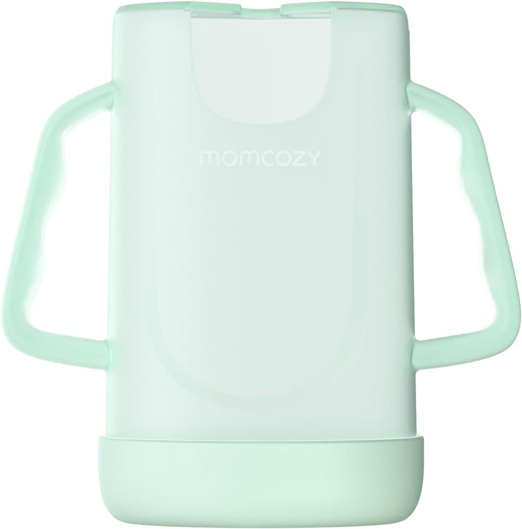 Momcozy Baby Pouch Holder No Squeeze, Baby Food & Juice Box Holder, Mess-Free, Easy Grip for Self-Feeding, BPA-Free & DEHP-Free, Must-Have for Babies, Green (Pack of 1)