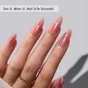BTArtbox Press On Nails Almond - Pink Hypnotic, Lamp-Curable Cat Eye Ombre Medium Press On Nails with Glue and Adhesive Tabs for Women in 15 Sizes - 30 Soft Gel Glue On Nails Kit