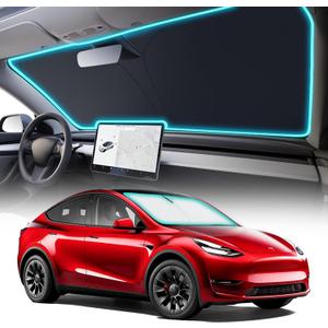 INSAUTO Windshield Sun Shade for 2016-2026 Tesla Model Y Model 3 Accessories, [Upgraded 7-Layer Protection], Foldable Front Windshield Sunshade, Block Out UV Rays & Heat, Keep Car Cool