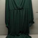 Women Plus Size Formal Dresses Fall Long Sleeve Faux Wrap V Neck High Low Ruffle Cocktail Wedding Guest Maxi Dress, 3XL