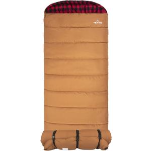 TETON Sports Deer Hunter Sleeping Bag, Warm and Comfortable Camping Sleeping Bag, Teton Tough Canvas Shell for Camping, Hunting, and Cold Weather (Brown (right zip))