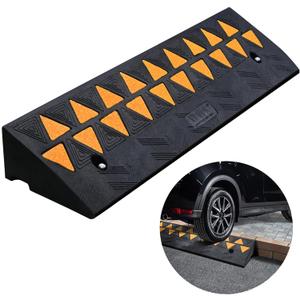 VEVOR Rubber Curb Ramp, 3.7" Rise Height Sidewalk Threshold Ramp, 10" Width 39.4" Length Driveway Ramp for Curb, Forklifts, Trucks, Buses, Cars, Wheelchairs, Bikes (3.7" H)