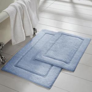 Modern Threads 2-Pack Solid Loop with Non-Slip Backing Bath Mat Set 17-inch by 24-inch & 21-inch by 34-inch, Light Blue, Standard