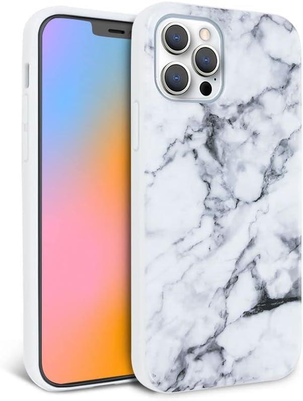 FELONY CASE for iPhone 14 Pro Max - Stylish White Polished Marble Phone Cover - Anti-Scratch, 360 Shockproof Protective Cases for Apple iPhone