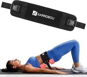 Exercise Hip Thrust Belt - KARROBOU Portable Band Adjustable Anti-Slip Exercise Bridge Belt for Dumbbells, Kettlebells, Plates, Hip Thruster for The Gym Home Workout