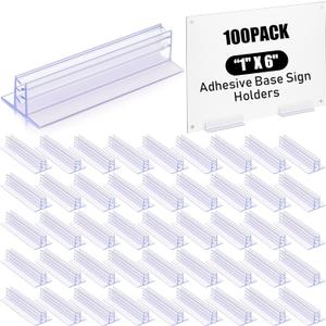Fulmoon 100 Pcs Sign Holder, Adhesive Base Sign Holders Multiple Uses for Counters, Warehouses, Base Holders with Strong Adhesive (1*6in)