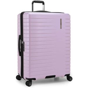 Traveler's Choice Archer Polycarbonate Hardside Spinner Luggage Set, Tie Down Straps, Purple, Checked 29-Inch