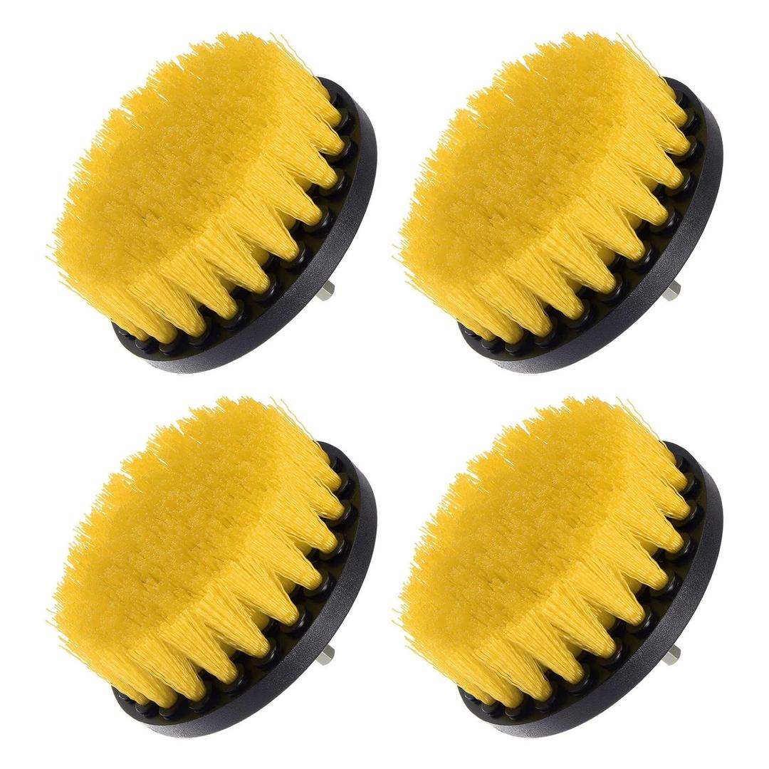 uxcell Drill Brush 4" All-Purpose Cleaning Scrubber Kit for Grout, Floor, Tub, Tile, Yellow 4Pcs