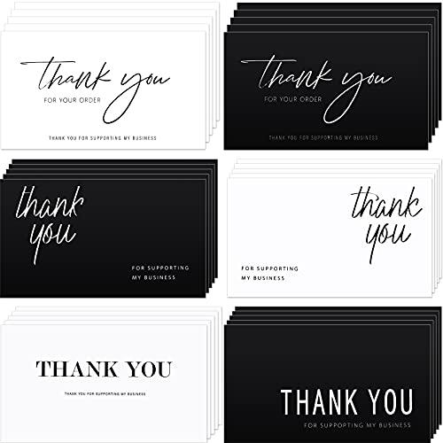 120 Pieces Thank You for Your Order Cards Customer Appreciation Note Cards Thank You for Supporting My Business Card for Small Business Owners Stores Online Retailers 3.5 x 2 Inch(Black, White)