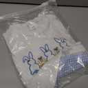 Toddler Bay Boy Girl Easter Clothes Bunny Embroidery Short Sleeve T-Shirt Tops Plaid Jogger Pants Set Spring Outfit (White)