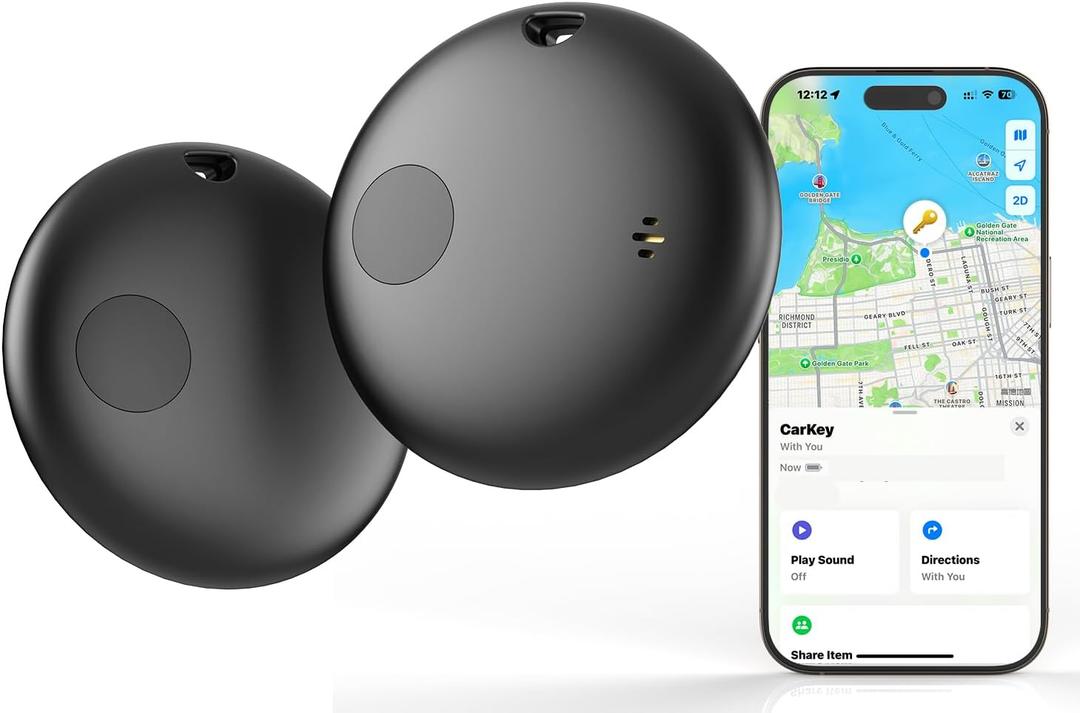Smart Bluetooth Tracker Tag with Find My app (iOS Only), GPS Tracker Key Finder and Item Locator for Keys, Bags, Luggage, IP67, 2 Pack