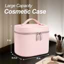 Cosmetic Case, Leather Makeup Bag, Portable Handheld Makeup Case, Detachable Compartments