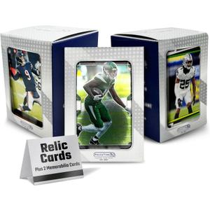 100 Assorted Football Cards Football Trading Card Packs Variety from 1970s to Present + 2 Memorabilia Cards (Jersey or Autograph Football Cards) Sports Trading Cards from Trusted Brands, 2.75 x 2.5 x 0.1 inches