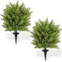 Artificial Boxwood Topiary Ball Trees with Ground Spikes UV Resistant Faux Greenery Shrubs Fake Shrubs for Outdoors, Realistic Faux Plants Bushes for Garden Porch Yard Patio Decor (Cedar Green)