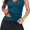 Womens Tankini Bathing Suits with Skirt Two Piece Tummy Control Swimsuits Ladies Swimwear (Large, Teal and Black)