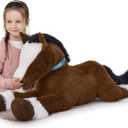 MaoGoLan Large Horse Stuffed Animal for Boy, Big Horse Plush Toy for Girl, Ridable Stuffy Pony for Kids, Coffee Stuffed Pony Plush Pillow for Baby Shower or Birthday Party Favor Gifts, 47 inches (Dark Brown)