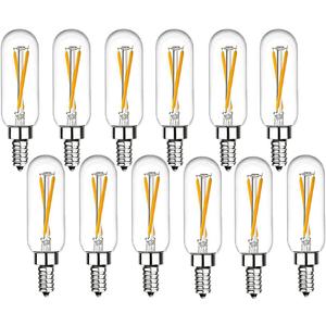 Beonllay Dimmable T6 LED Bulbs 25W Candelabra Bulbs 3000K Soft White, Clear Vintage 2W E12 LED Filament Edison Chandelier Light Bulbs with Decorative, 12 Pack