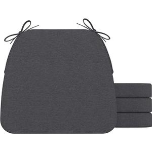 AAAAAcessories D-Shaped Chair Cushions, 2" Thick Dining Chair Pads with Ties and Removable, Machine-Washable Cover, 17" x 16", 1 Pack Dark Grey