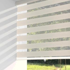 Shadesu Cordless Zebra Blinds for Windows, 33" W x 72" H, Cream, Dual Layer Free-Stop Zebra Shades, Light Control for Day and Night, Sheer Blinds for Indoor Windows, Bedroom, Kitchen