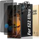 Geviaho 2+2 Pack For Galaxy S22 Ultra Screen Protector with Camera Lens Protector, 3D Full Coverage, 9H Tempered Glass, Scratch Resistant, Touch Sensitive,Bubble-Free, Easy Installation (6.8 Inch)