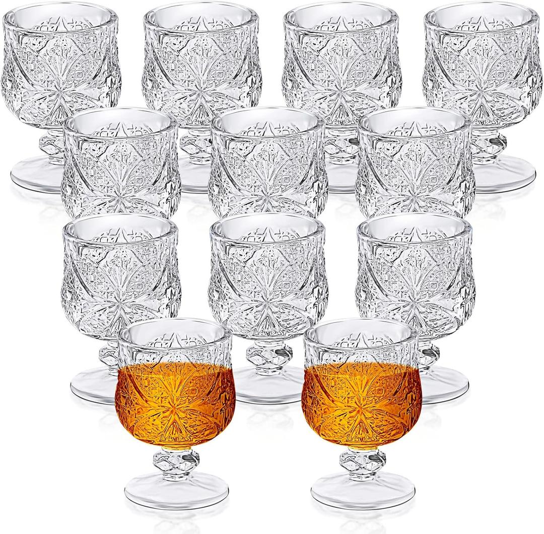 1.75 oz Shot Glasses Set Fancy Cute Shot Glasses Cordial Crystal Shot Glassware Clear Embossed Glass Snifters Drinkware for Wine Sherry Vodka cocktail Beverage Wedding Party Bar Supplies (12 Pieces)