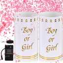 Giant Gender Reveal Electronic Cannon Barrel; Ideal for large Outdoor Gender Reveal Parties; Safe and Eco-friendly ; 2-piece Set (Pink (confetti + streamers), 24 inch)