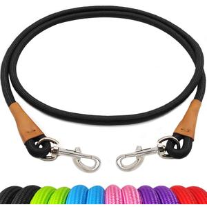 6 Foot Dog Tie Out Rope Leash, Heavy Duty Climbing Nylon Basic Leash for Camping, Indoor, Outdoor and Front Yard (0.5in.x 6ft.(for dogs weight 18-120lbs.), Black)