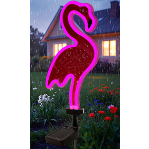 Solar Flamingo Pink Neon Light, 1 Pack Pink Flamingos for Yard, Flamingo Gifts for Mothers Day Mom Women Path Light for Lawn Patio Walkway Decor
