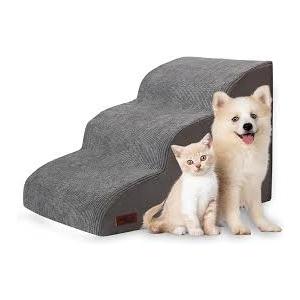 Aodisman 3Step Dog Ramp and Stairs for Sofa and Chair  NonSlip Sturdy Pet Steps for Small Dogs and Cats,15.7" H,Grey