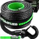 Synthetic Winch Rope with Hook, 1/2" x 85ft 32500LBS Winch Rope with Protective Sleeve, Forged Winch Hook and Safety Pull Strap for Off-Road 4x4 Vehicle, Truck(Black)