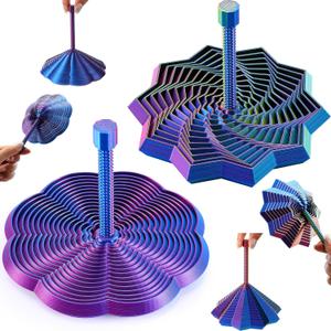 Upgraded 3D Printed Star Fidget Toy Adults with Detachable Handle, Dual Motion Sensory Toy with Auditory Feedback, Color-Changing Spiral for Relief and Focus, Gift for ADHD and Office Desk (2pack)