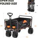 EchoSmile Heavy Duty 350 Lbs Capacity Collapsible Wagon, Outdoor Folding Camping Grocery Portable Utility Cart, Adjustable Rolling Carts, All Terrain Sports Wagon with Big Wheels (BlackOrange)