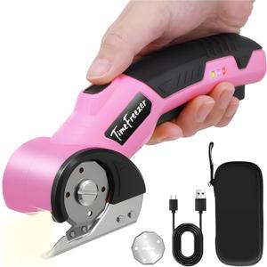Cardboard Cutter Electric - Width 1.3inch, Length 9.06inch - Rechargeable Cardboard Scissors Suitable for Parper, Box, Leather, Fabric, Carpet, Plastic Blister - Safety Lock and Led Light (pink)