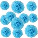 20 PCS Baby Blue Tissue Paper Pom Poms, Tissue Pom Poms Flowers, Sizes of 6", 10", 12", 14" Hanging Paper Flower Ball for Wedding, Birthday, Halloween, Christmas, Baby Shower Party Decor