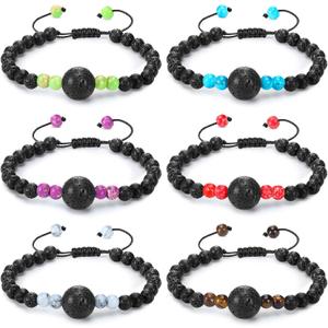 Sureio 6 Pcs Motion Sickness Bands Bracelet Anti Nausea Adjustable Wristband for Cruise Ship Essentials Seasickness Adult (Essential Oil Absorbent Colors)