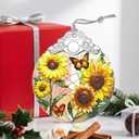 2 x Stained Glass Ornament, Christmas Ornament, Hanging Ornaments for Home Decor & Christmas Tree Ornaments  Exquisite Holiday Decor, Xmas Gifts & Holiday Present - Sunflower & Butterfly