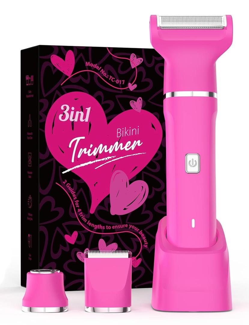 Bikini Trimmer for Women - Waterproof Wet & Dry Electric Foil Shaver for Private Area, Rechargeable Dock, Painless Smooth Shaving & Trimming of The Body, Face, Underarm, Legs, Tiktok Trend Items