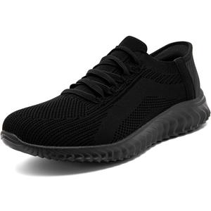 Womens Walking Shoes Slip On Tennis Sneakers Athletic Comfort Lightweight Mesh for Women Black Size US 7.5
