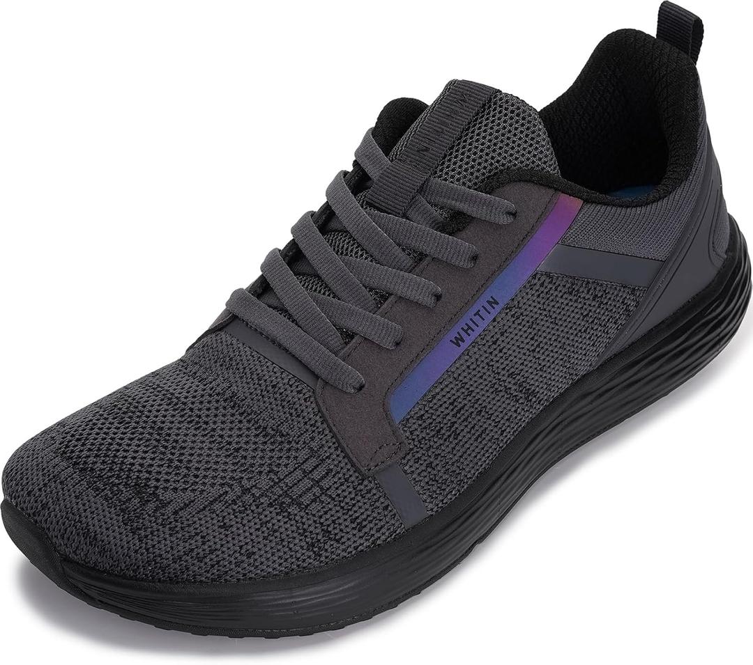 WHITIN Men's Wide Toe Box + Zero Drop Sole Road Running Shoes | Rubber Outsole (Gray)