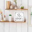 I Am Enough - Inspirational Positive Quote Desk Wooden Box Sign, Rustic Wood Block Plaque, Tabletop Decorations, Bedroom Living Room Kids Playroom Office Dcor