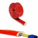 1-1/5"(30mm) ID Heat Shielded Fire Thermo Armor Fire Sleeve Silicone Coated Fiberglass for Automotive Hose Lines & Electrical Wiring Red, 5 feet