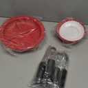 Maxcheck 7 Pcs Spill Proof Scoop Bowl and Partitioned Plate Set with Suction Base and Adaptive Utensils Set Non Slip Weighted Angled Silverware Adaptive Self Feeding Dinnerware for Elderly Disabled