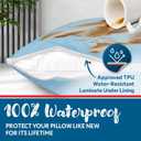 Guardmax Waterproof Pillow Protector Light Blue Queen Size - Zippered Bed Bug Pillow Protector 6 Pack - Hypoallergenic Pillow Case Cover Protects from Bedbug, Dust Mite, and Liquid Spills - (20 X 30)