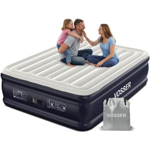 VOSSER Air Mattress Queen with Built-in Pump, 18" Raised Inflatable Blow Up Mattress,Upgraded Heavy Duty 660lbs Portable Air Bed for Home, Guests,Floor& Camping, Self Inflating Colchon Inflable Queen