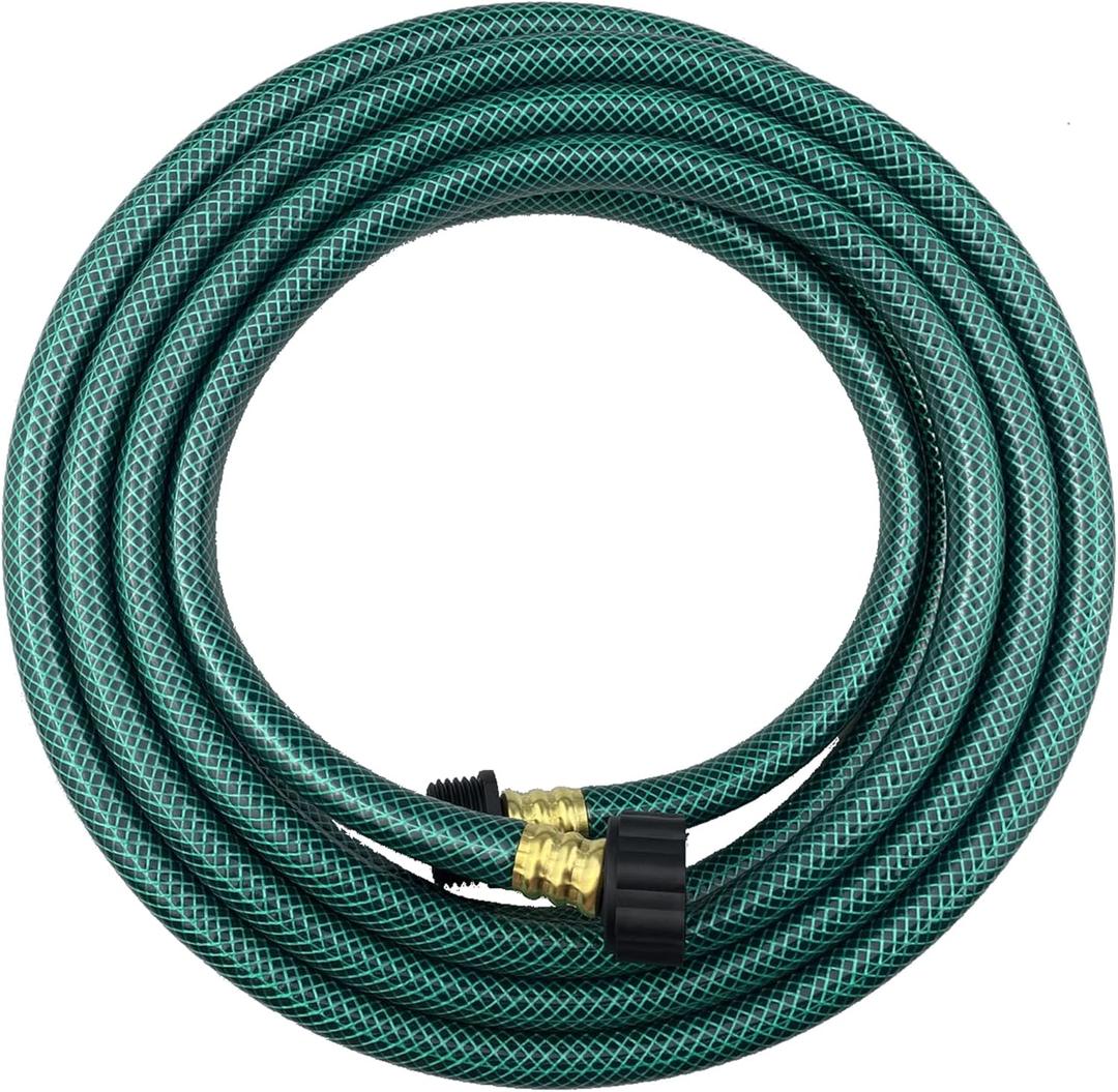 PVC Garden Hose 1/2 Inch, Flexible Water Hose with Male and Female Fittings, No Leaking, Heavy Duty, for Household, Outdoors, Lawns, Patio (15 FT, Green, Plastic Fittings)