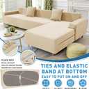 ZNSAYOTX Sectional Couch Covers, Stretch Jacquard Slipcovers with Elastic Bottom for L-Shape Sectional Sofa, 2 Pcs Pet Friendly Modular Sofa Protector (3 Seat Couch + 3 Seat Chaise, Light Beige)