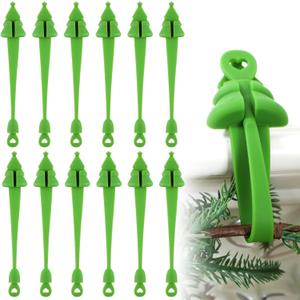 XunYee 12 Pcs Christmas Garland Hangers for Mantle,Fireplace Garland Hanger, Christmas Tree Shaped Ties Stocking Holder, Reusable Silicone Adhesive Straps for Stairways Banister Staircase