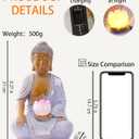 Nacome Solar Buddha Garden Statue Decor: Resin Zen Decor Waterproof Sitting Figurine with Lotus Flower Light Design for Outside Patio Lawn Yard Balcony - 8.3 inches (White)