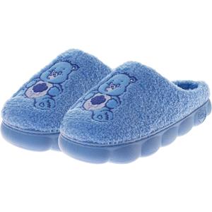 Josmo Care Bear Slippers for Girls Womens Cozy Plush Indoor Shoes Fun Fuzzy Bear House Slippers for Little Kids/Big Kids/Adults (Blue - Grumpy Bear)